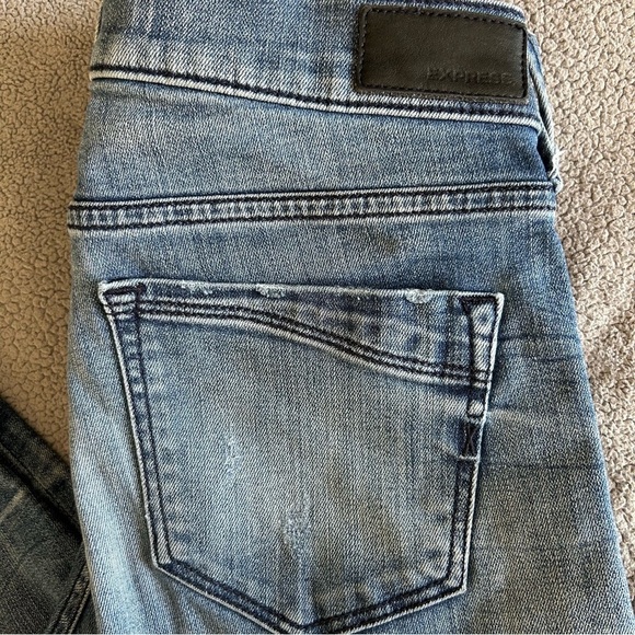 Express Faded distressed Women’s 0 Mid Rise Legging, Skinny Blue Denim Jeans - Picture 13 of 13